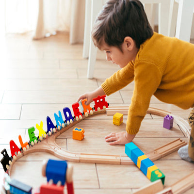 Wooden Personalized Name Alphabet Train Letters Puzzle Includes Train & Wagon