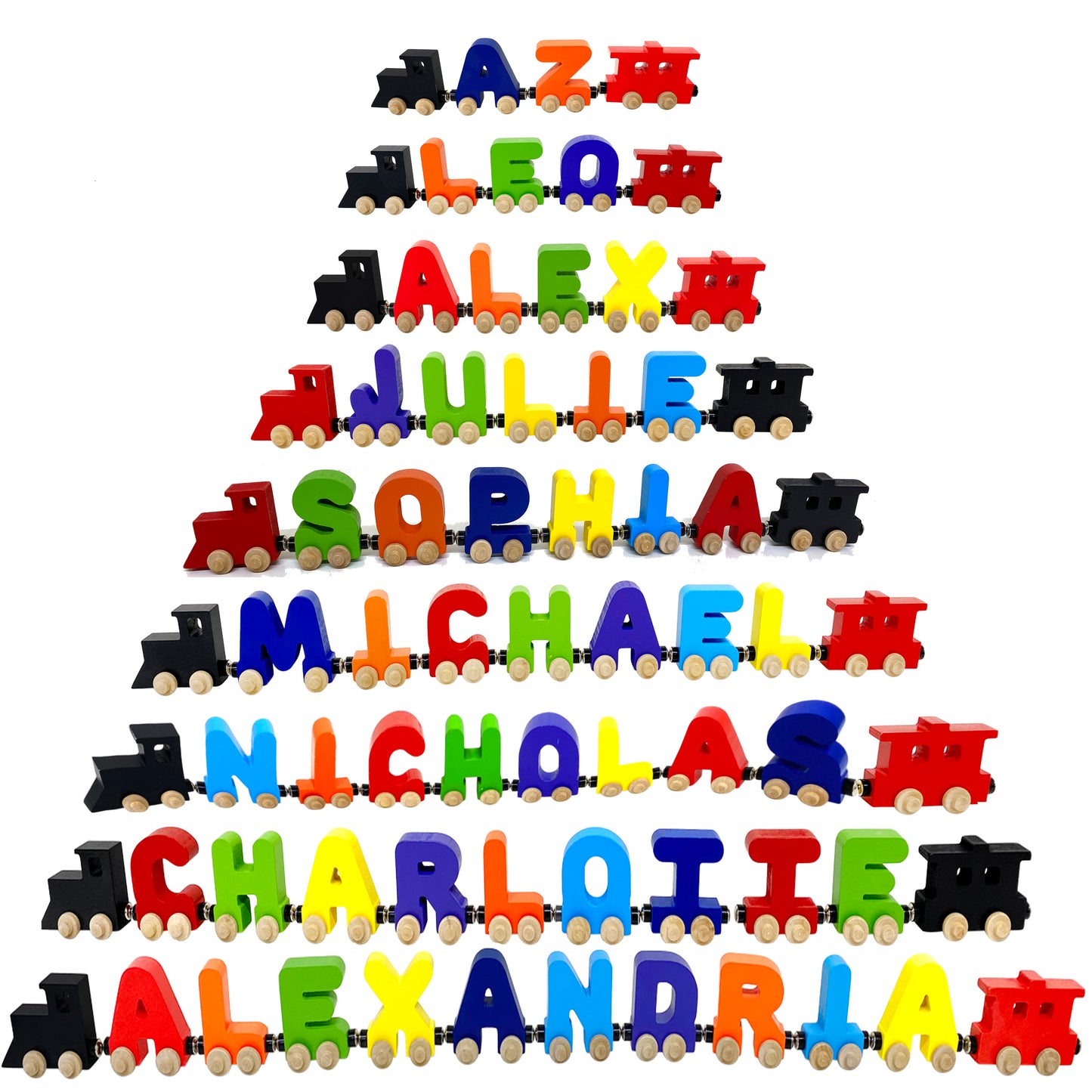 4 Letter Train Wooden Perosnalized Name Letters Includes Train & Wagon Letters Puzzle Includes Train & Wagon Free