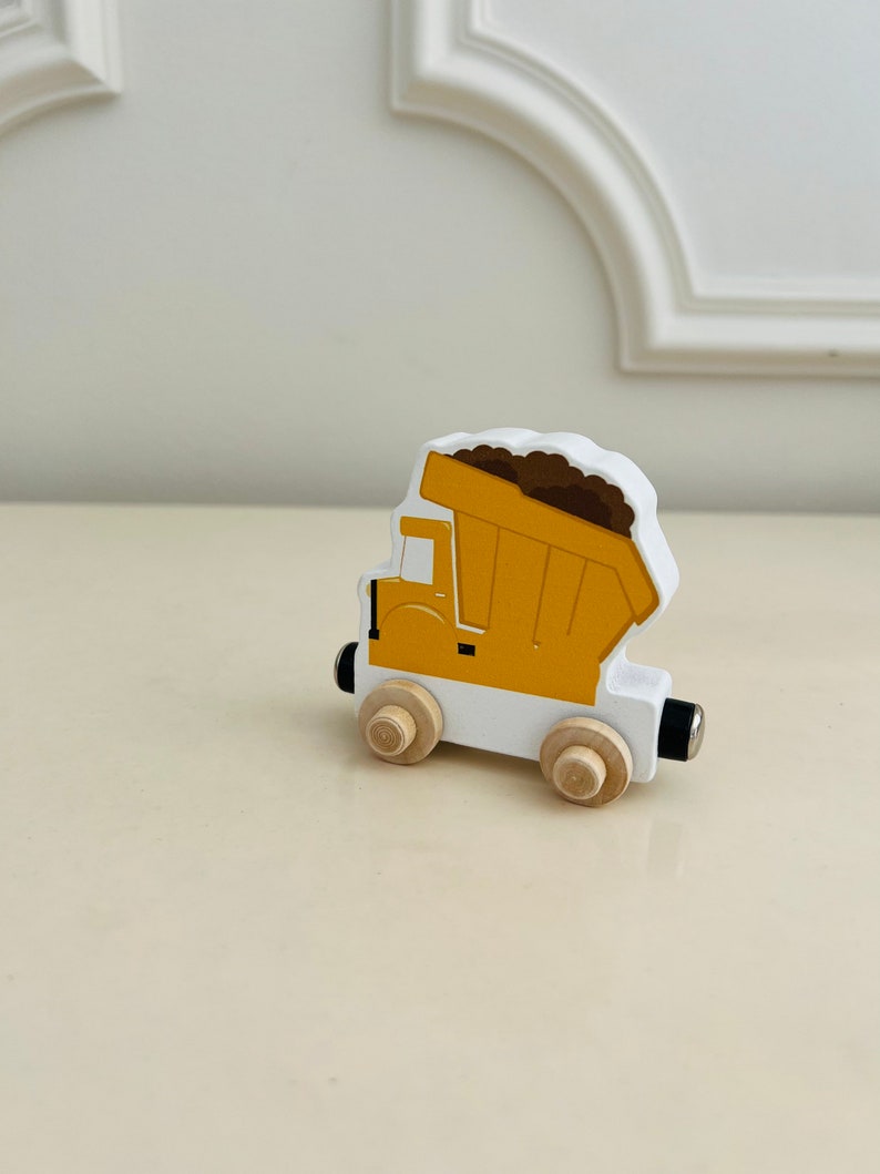 Build your own Train with a Dump Truck. Personalized Wooden Magnetic Alphabet Letters. Kids Educational Toy and Room Decoration.
