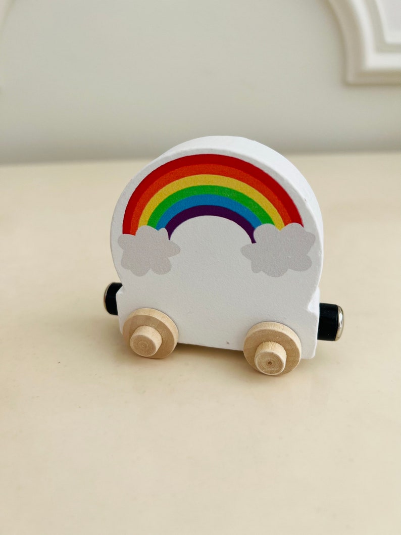 Build your own Train with a Rainbow. Personalized Wooden Magnetic Alphabet Letters. Kids Educational Toy. Name puzzle.